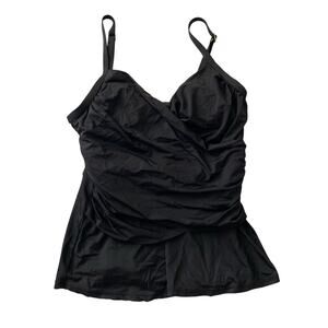 Jantzen Women's Tankini Swim Top Size S Black Grecian Draped